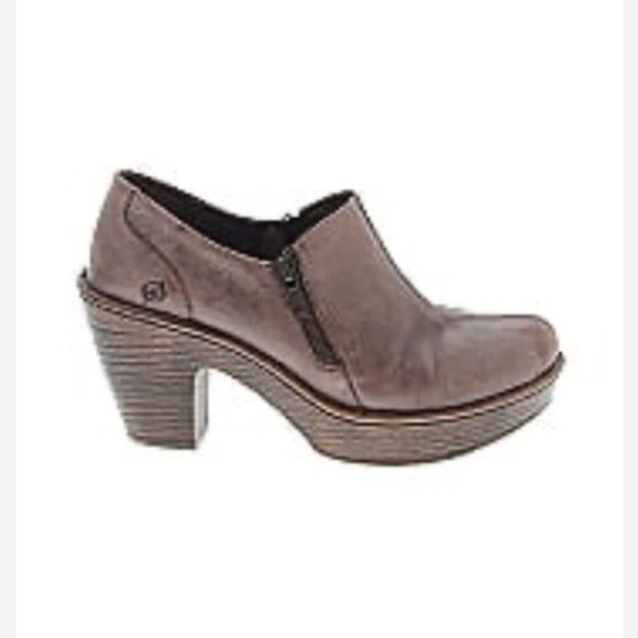 Born Famke Taupe Clogs Womens Leather Zipper Ankle Boots, Size 7 - Picture 10 of 10